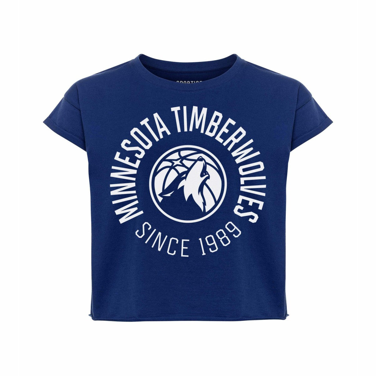 Navy Minnesota Timberwolves Sportiqe Women's Cropped Genuine Issue Collection Alana T-Shirt | NBA