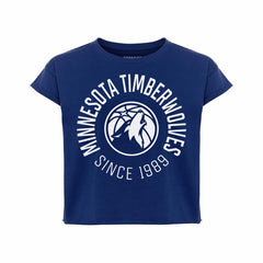 Navy Minnesota Timberwolves Sportiqe Women's Cropped Genuine Issue Collection Alana T-Shirt | NBA
