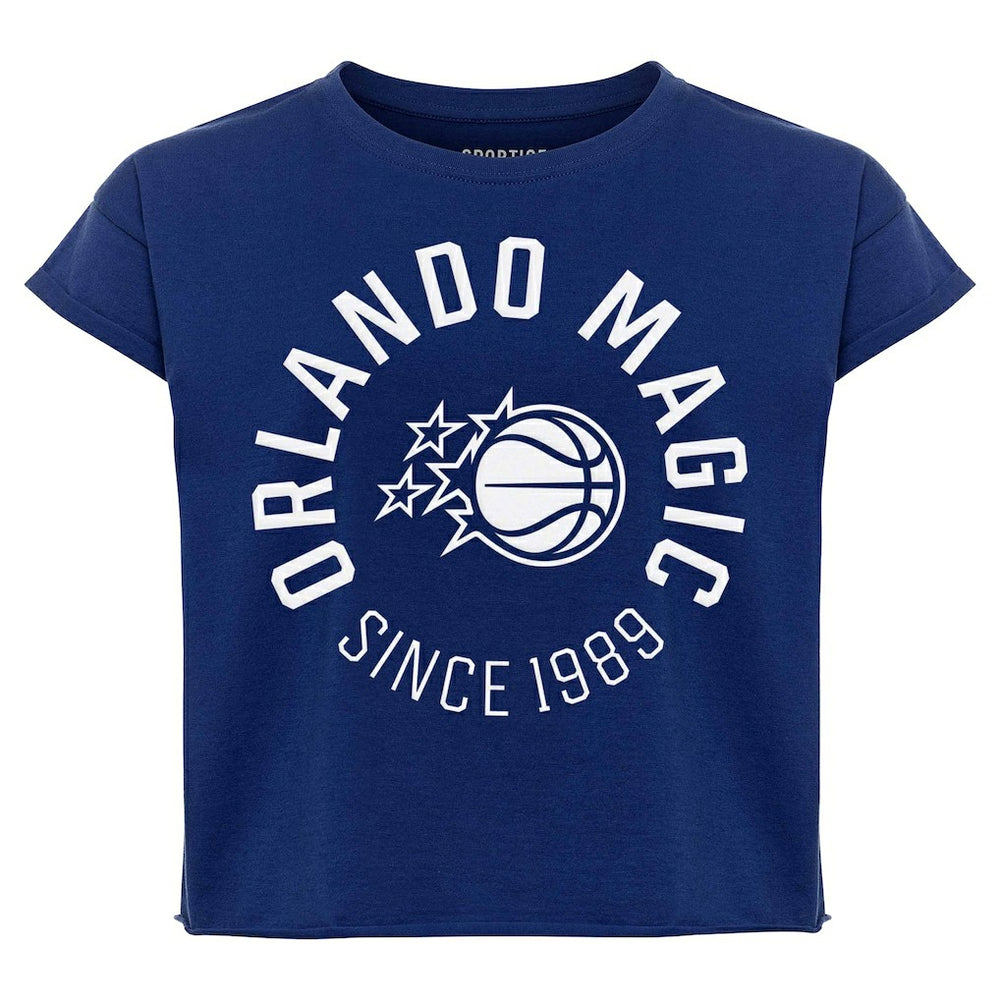 Blue Orlando Magic Sportiqe Women's Cropped Genuine Issue Collection Alana T-Shirt | NBA