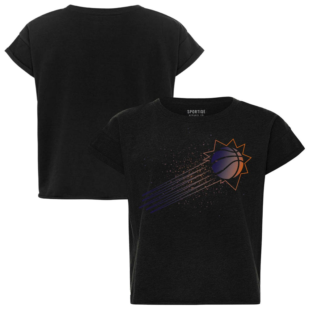 Black Phoenix Suns Sportiqe Women's Cropped Genuine Issue Collection Alana T-Shirt | NBA
