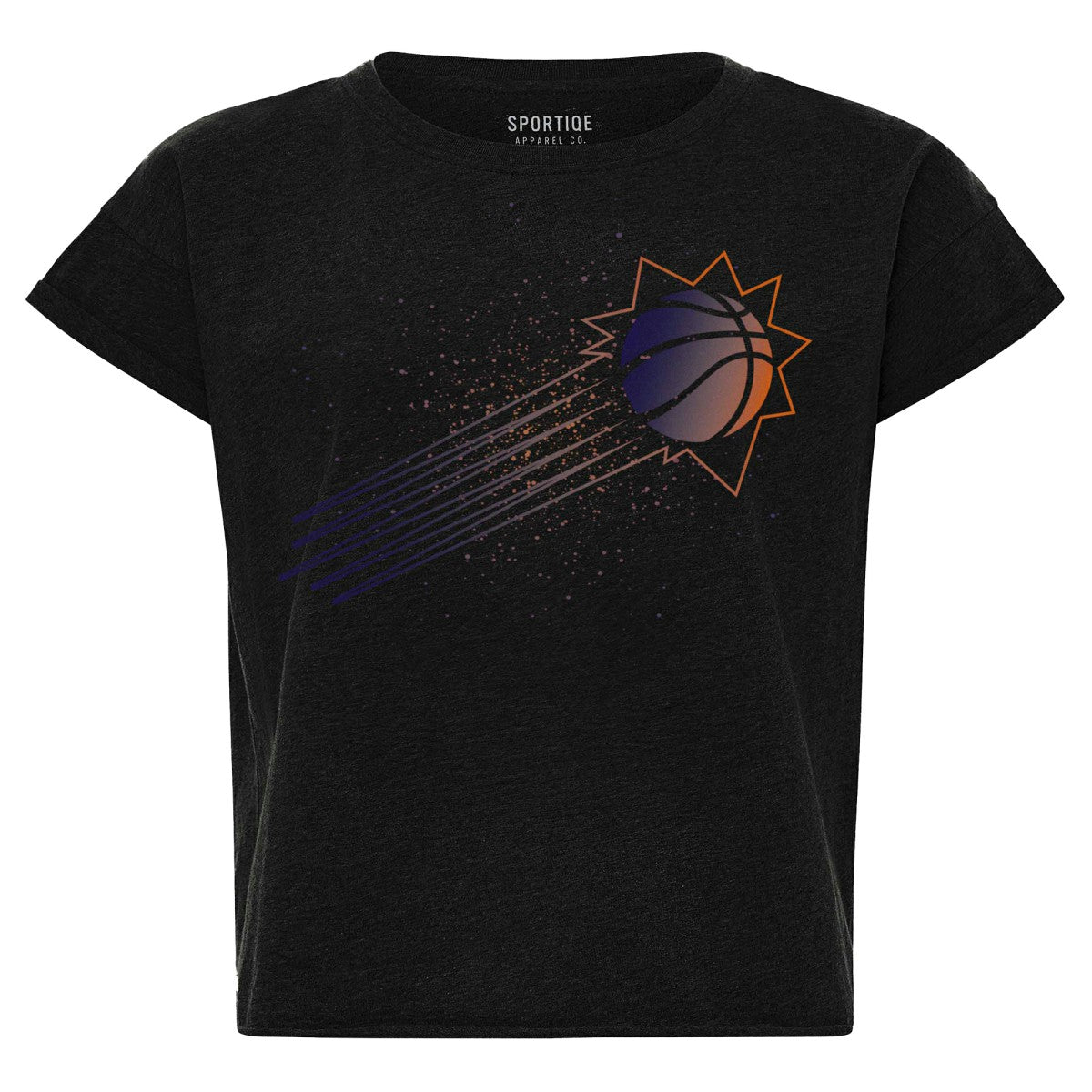 Black Phoenix Suns Sportiqe Women's Cropped Genuine Issue Collection Alana T-Shirt | NBA