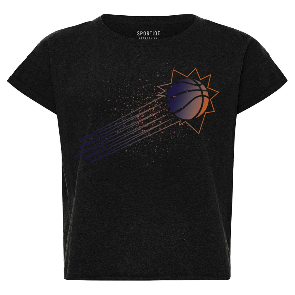 Black Phoenix Suns Sportiqe Women's Cropped Genuine Issue Collection Alana T-Shirt | NBA