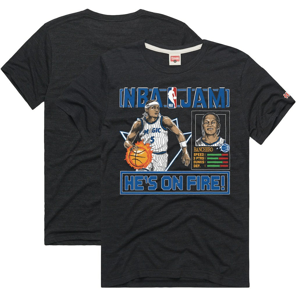 Charcoal Paolo Banchero Orlando Magic Homage Unisex NBA Jam Tri-Blend T-Shirt | NBA