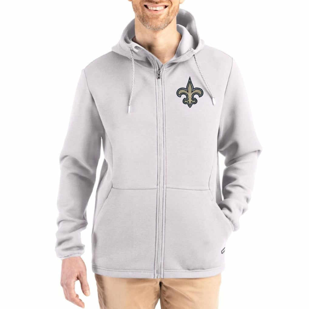 New Orleans Saints Cutter & Buck Roam Epic Comfort Recycled Full-Zip Hoodie Jacket | NFL New