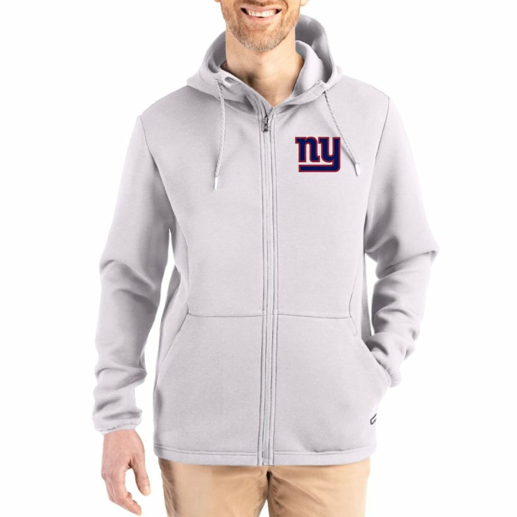 New York Giants Cutter & Buck Roam Epic Comfort Recycled Full-Zip Hoodie Jacket | NFL Hot