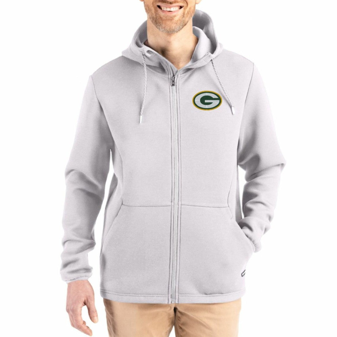 Green Bay Packers Cutter & Buck Roam Epic Comfort Recycled Full-Zip Hoodie Jacket | NFL Online