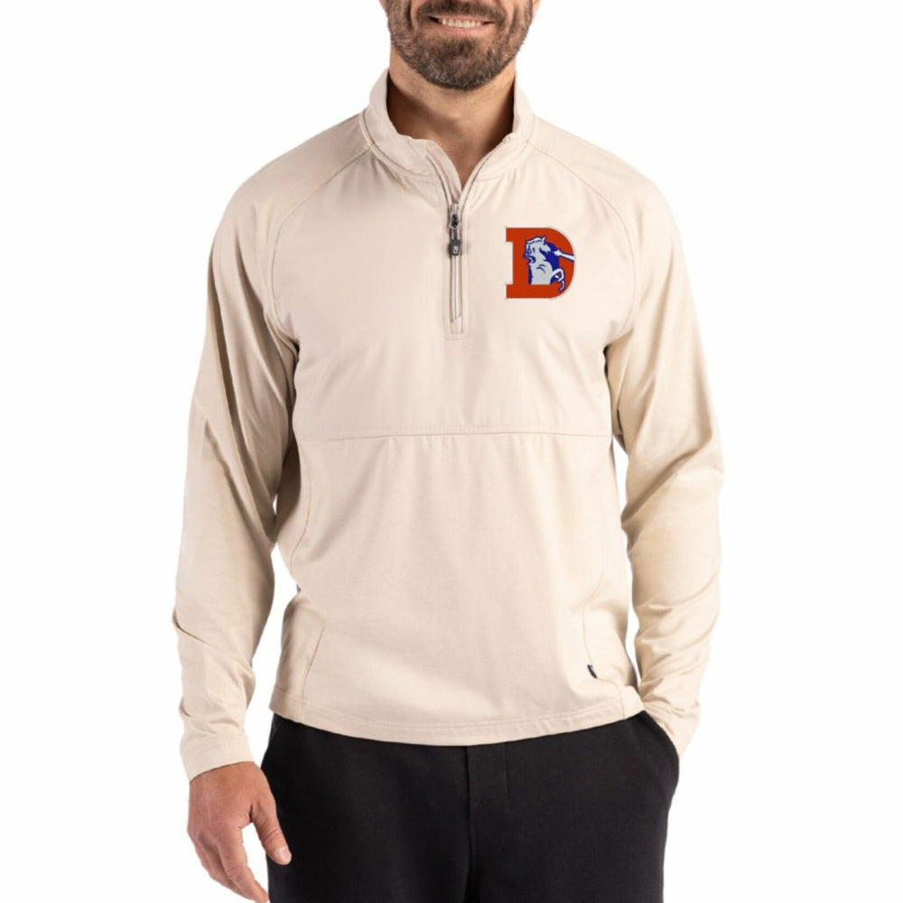 Denver Broncos Cutter & Buck Adapt Eco Knit Hybrid Recycled Quarter-Zip Jacket | NFL Discount