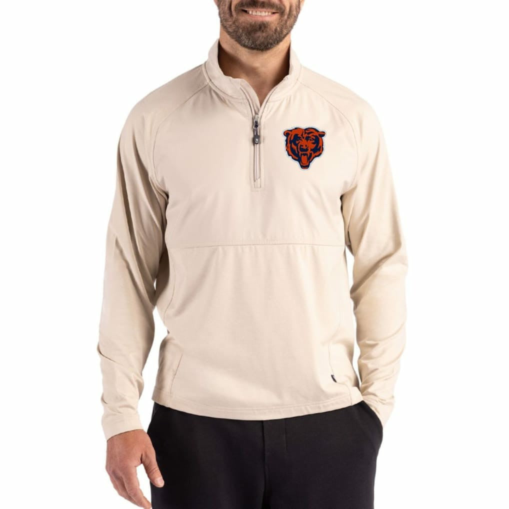 Chicago Bears Cutter & Buck Adapt Eco Knit Hybrid Recycled Quarter-Zip Jacket | NFL New