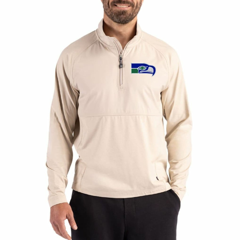 Seattle Seahawks Cutter & Buck Adapt Eco Knit Hybrid Recycled Quarter-Zip Jacket | NFL On sale