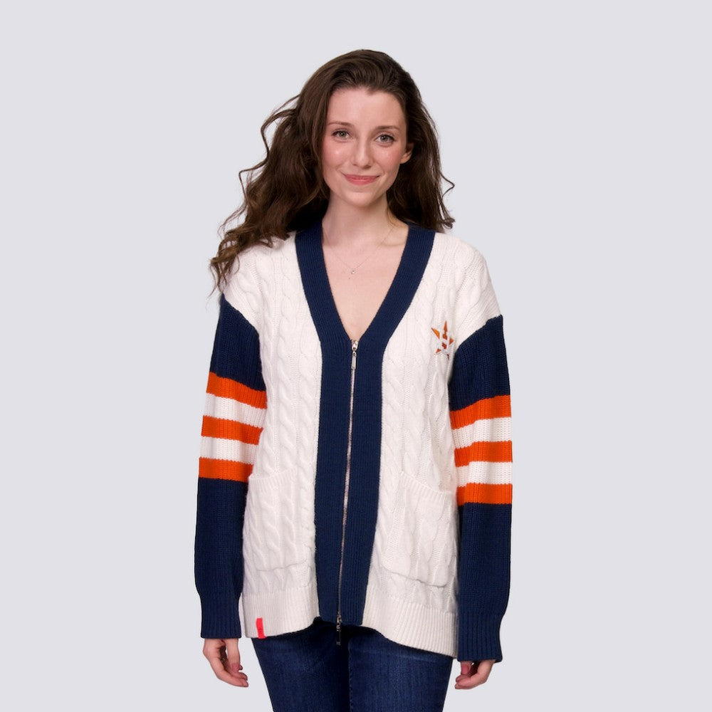 Houston Astros Lusso Women's Shyla Knit V-Neck Full-Zip Sweater - MLB