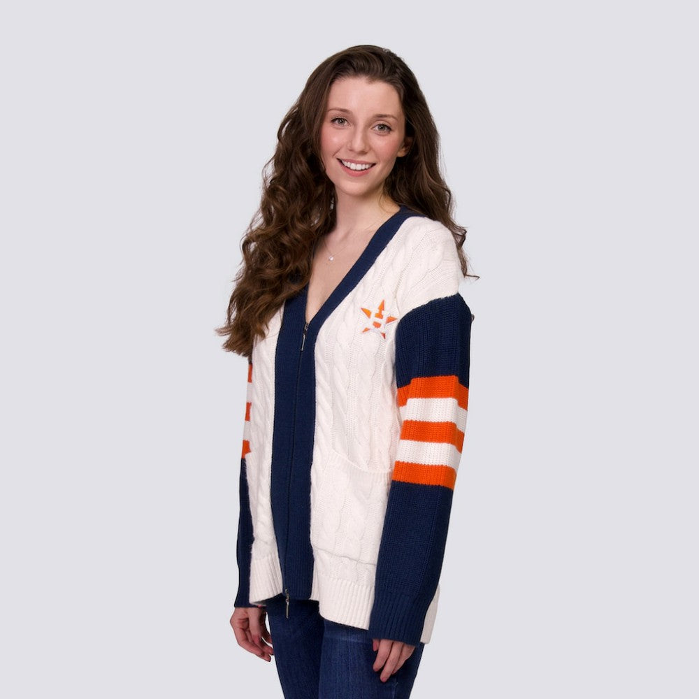Houston Astros Lusso Women's Shyla Knit V-Neck Full-Zip Sweater - MLB