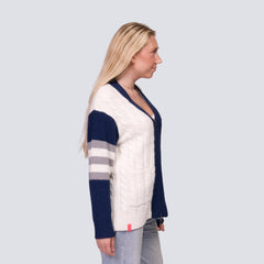 New York Yankees Lusso Women's Shyla Knit V-Neck Full-Zip Sweater - MLB