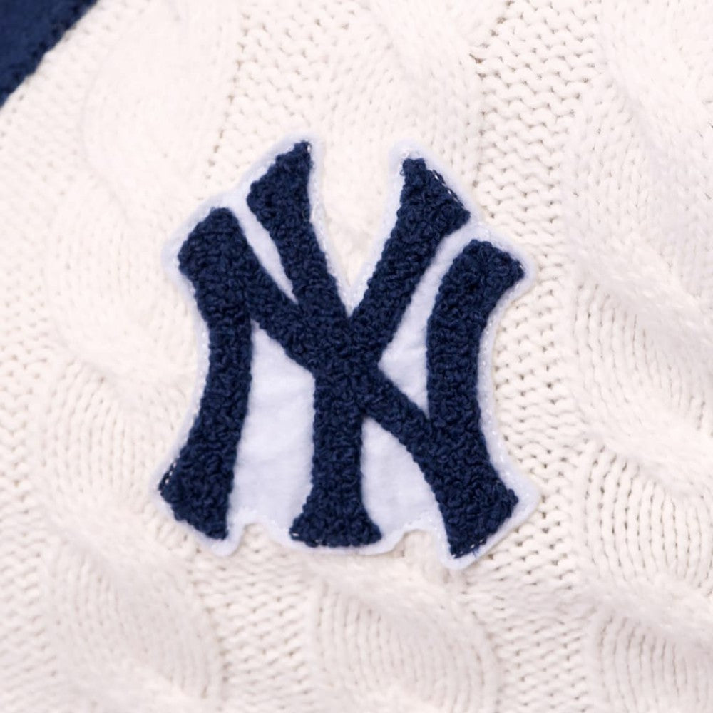 New York Yankees Lusso Women's Shyla Knit V-Neck Full-Zip Sweater - MLB