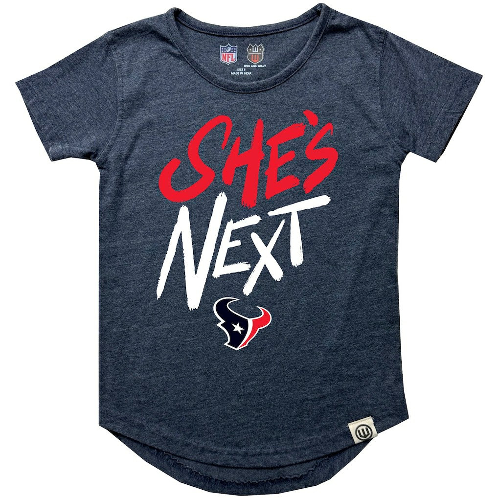 Houston Texans Wes & Willy Girls Youth She's Next Garment Washed T-Shirt | NFL Online