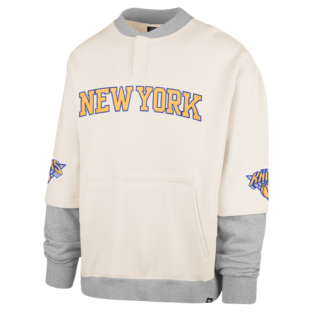 Cream New York Knicks '47 Crossover Collection Trifecta Double Layered Fleece Sweatshirt | NBA