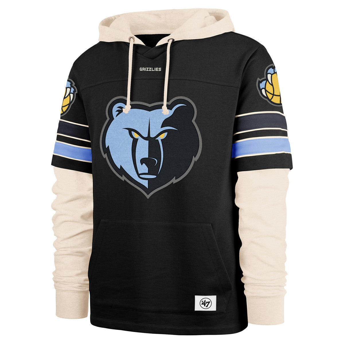 Black Memphis Grizzlies '47 Split Zone Cornerback Duo Hoodie | NBA