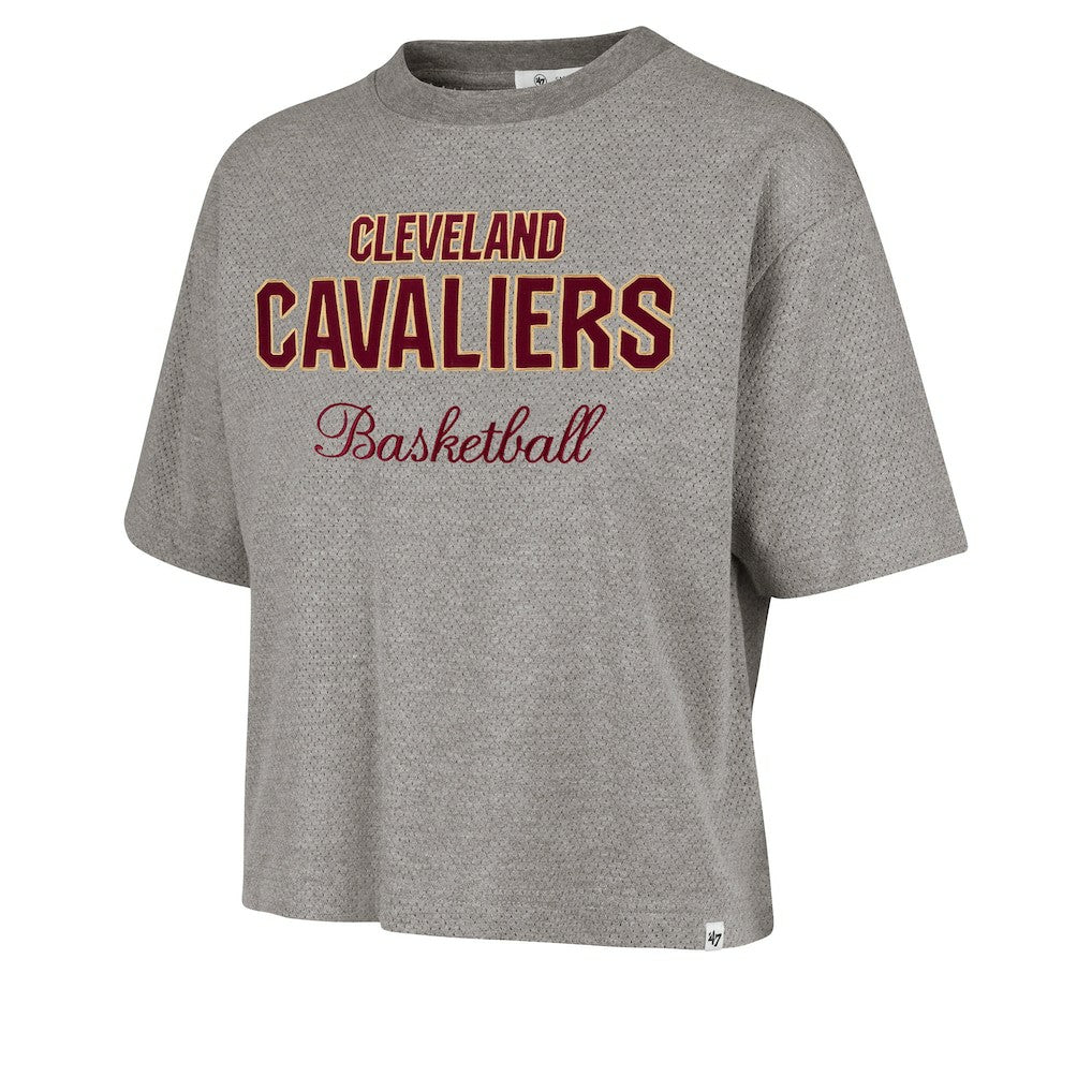 Gray Cleveland Cavaliers '47 Women's Pivot Drop Needle Cropped T-Shirt sale | NBA