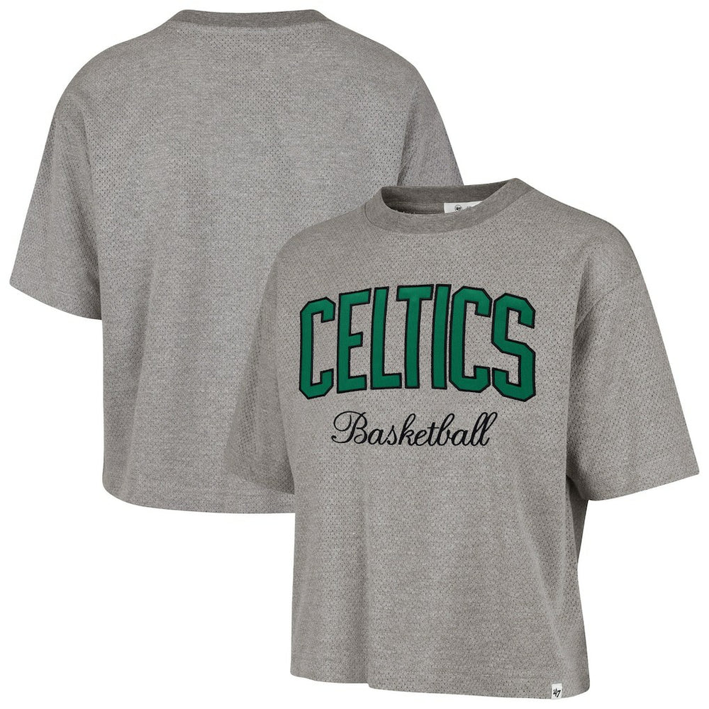 Gray Boston Celtics '47 Women's Pivot Drop Needle Cropped T-Shirt | NBA