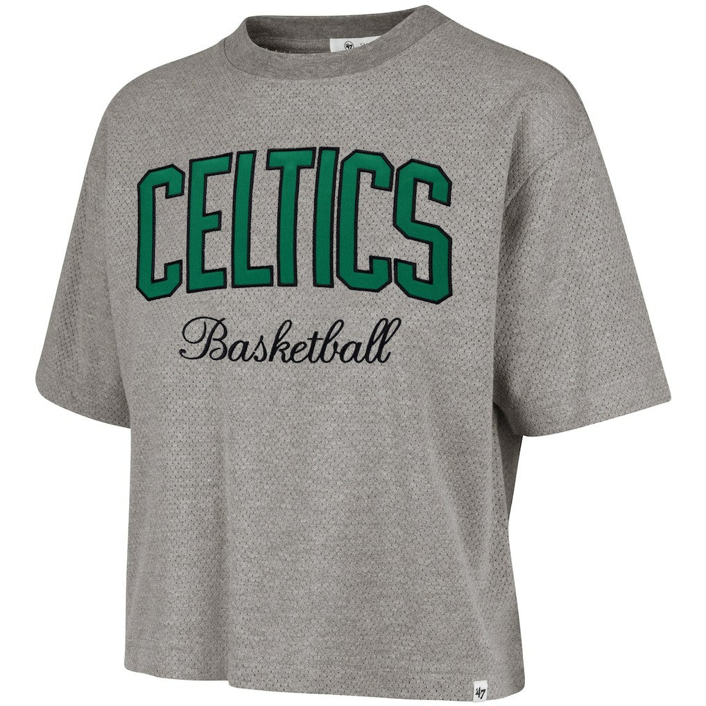 Gray Boston Celtics '47 Women's Pivot Drop Needle Cropped T-Shirt | NBA