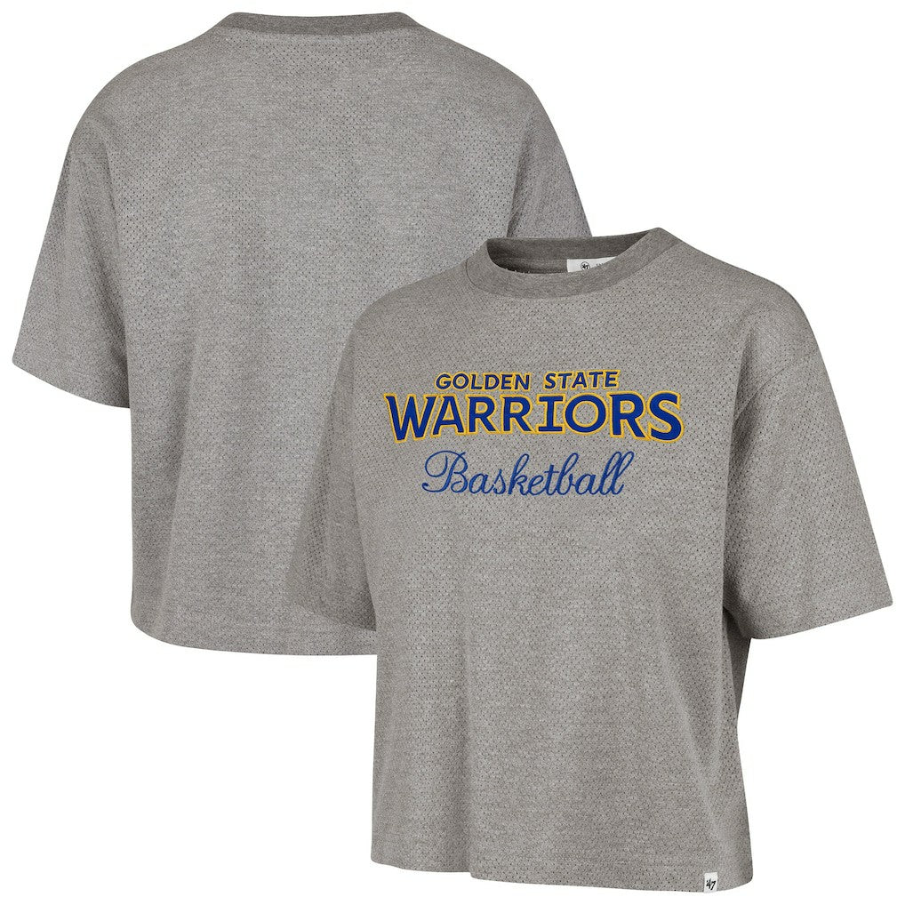 Gray Golden State Warriors '47 Women's Pivot Drop Needle Cropped T-Shirt sale | NBA
