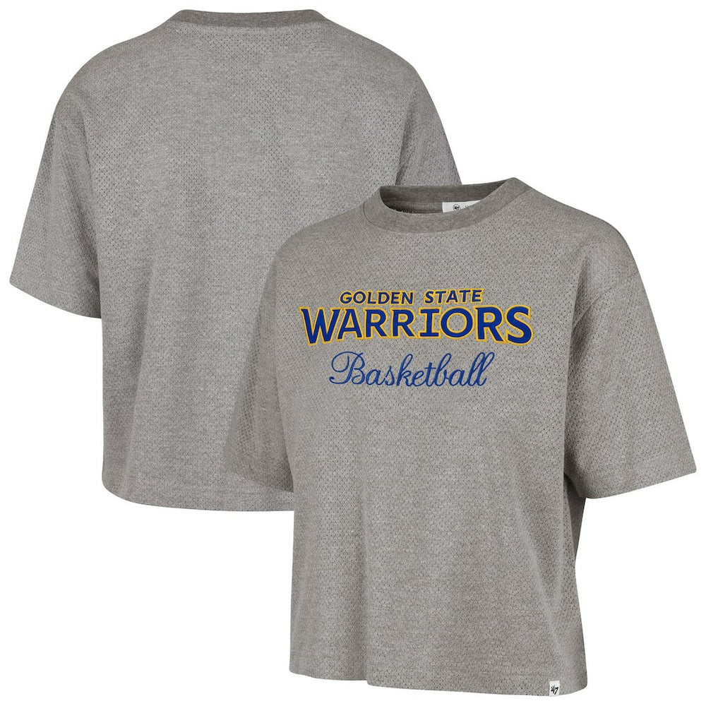Gray Golden State Warriors '47 Women's Pivot Drop Needle Cropped T-Shirt sale | NBA