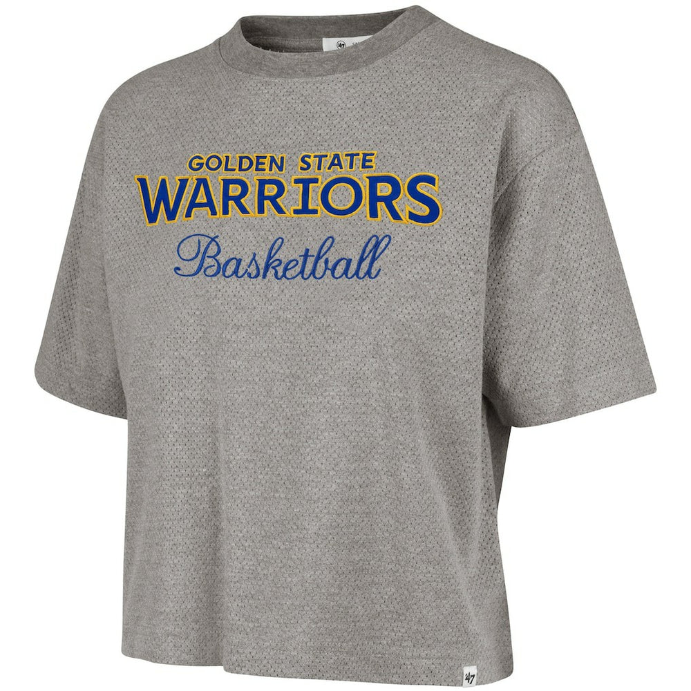Gray Golden State Warriors '47 Women's Pivot Drop Needle Cropped T-Shirt sale | NBA