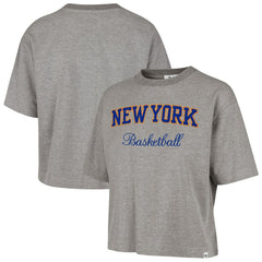 Gray New York Knicks '47 Women's Pivot Drop Needle Cropped T-Shirt | NBA