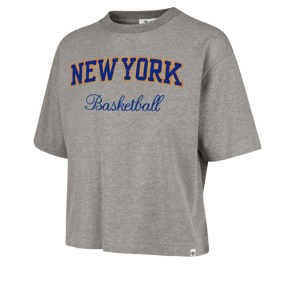 Gray New York Knicks '47 Women's Pivot Drop Needle Cropped T-Shirt | NBA