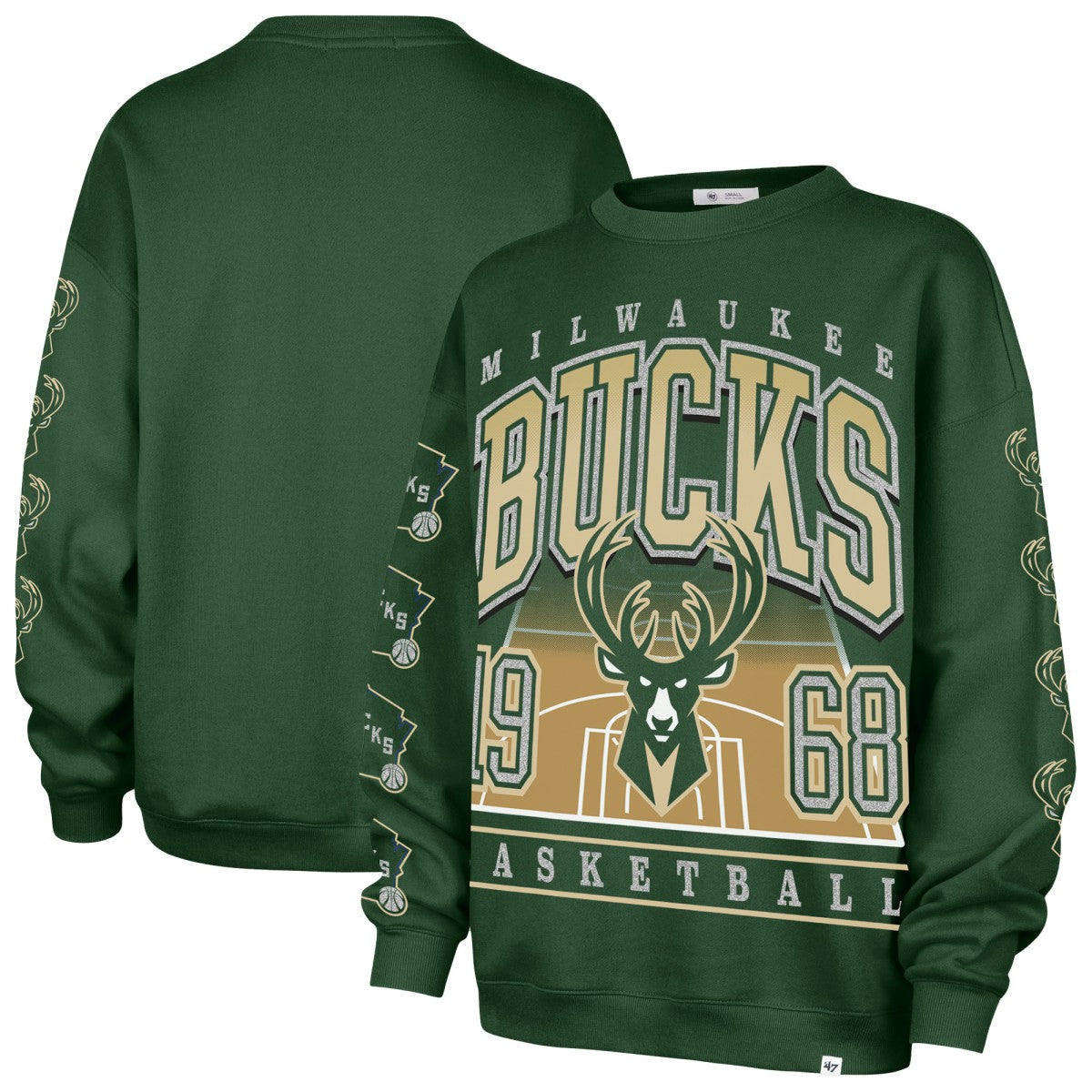 Hunter Green Milwaukee Bucks '47 Women's Go Big Oversized Sweatshirt | NBA
