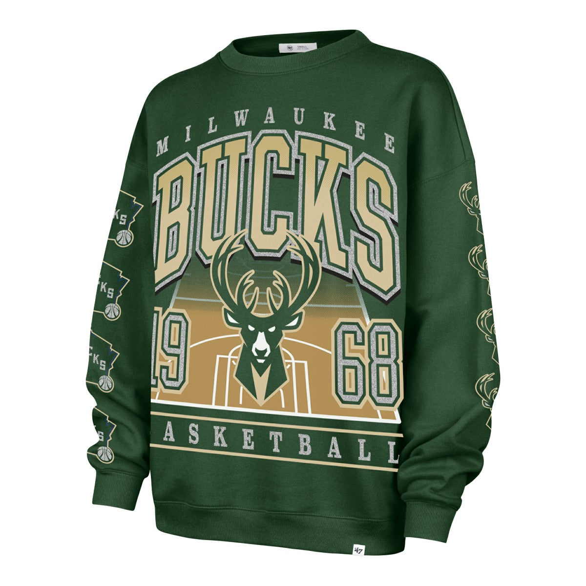 Hunter Green Milwaukee Bucks '47 Women's Go Big Oversized Sweatshirt | NBA