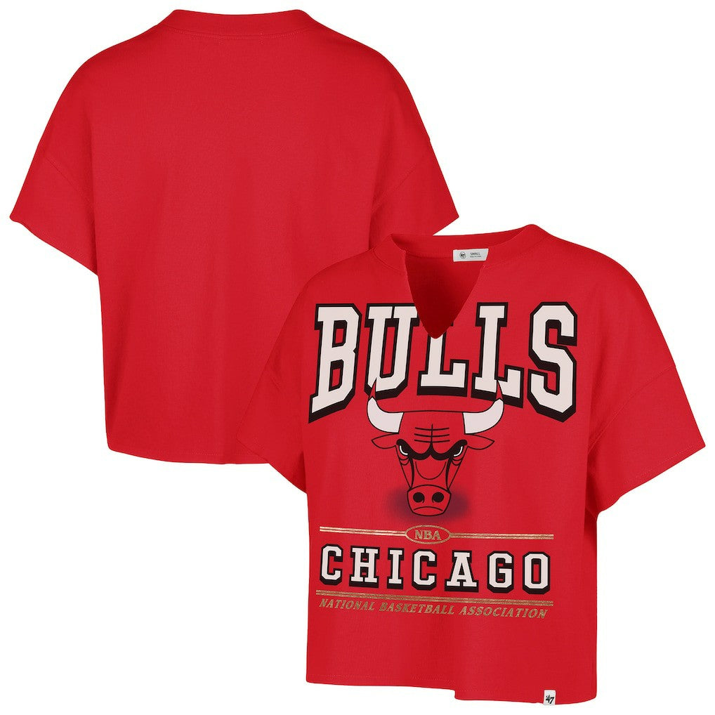 Red Chicago Bulls '47 Women's Elation Oversized Notch Neck T-Shirt sale | NBA