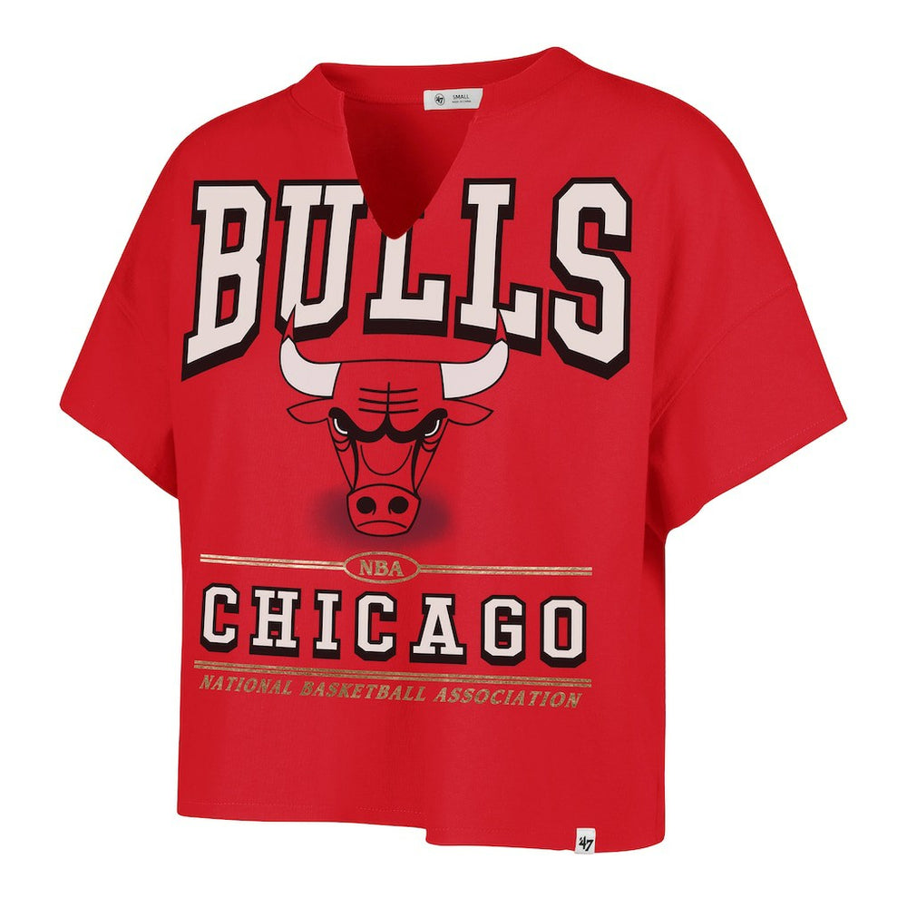 Red Chicago Bulls '47 Women's Elation Oversized Notch Neck T-Shirt sale | NBA
