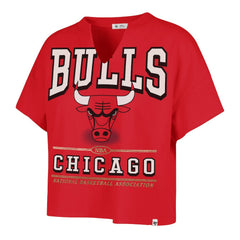 Red Chicago Bulls '47 Women's Elation Oversized Notch Neck T-Shirt sale | NBA