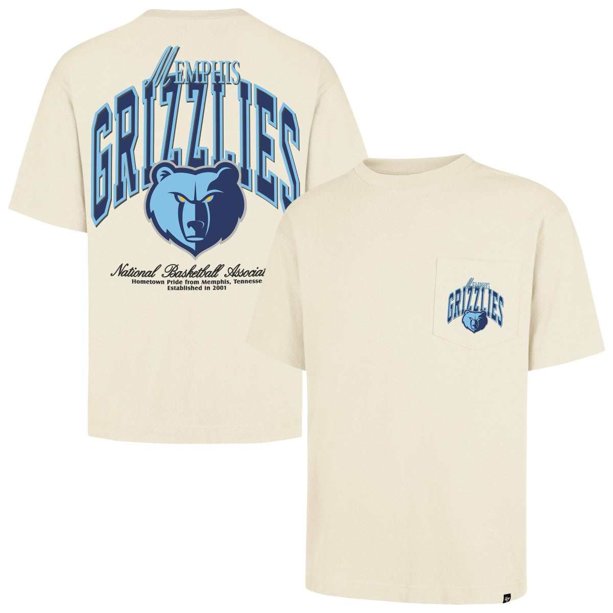 Cream Memphis Grizzlies '47 Unisex Crossover Collection Foundation Pocket T-Shirt | NBA