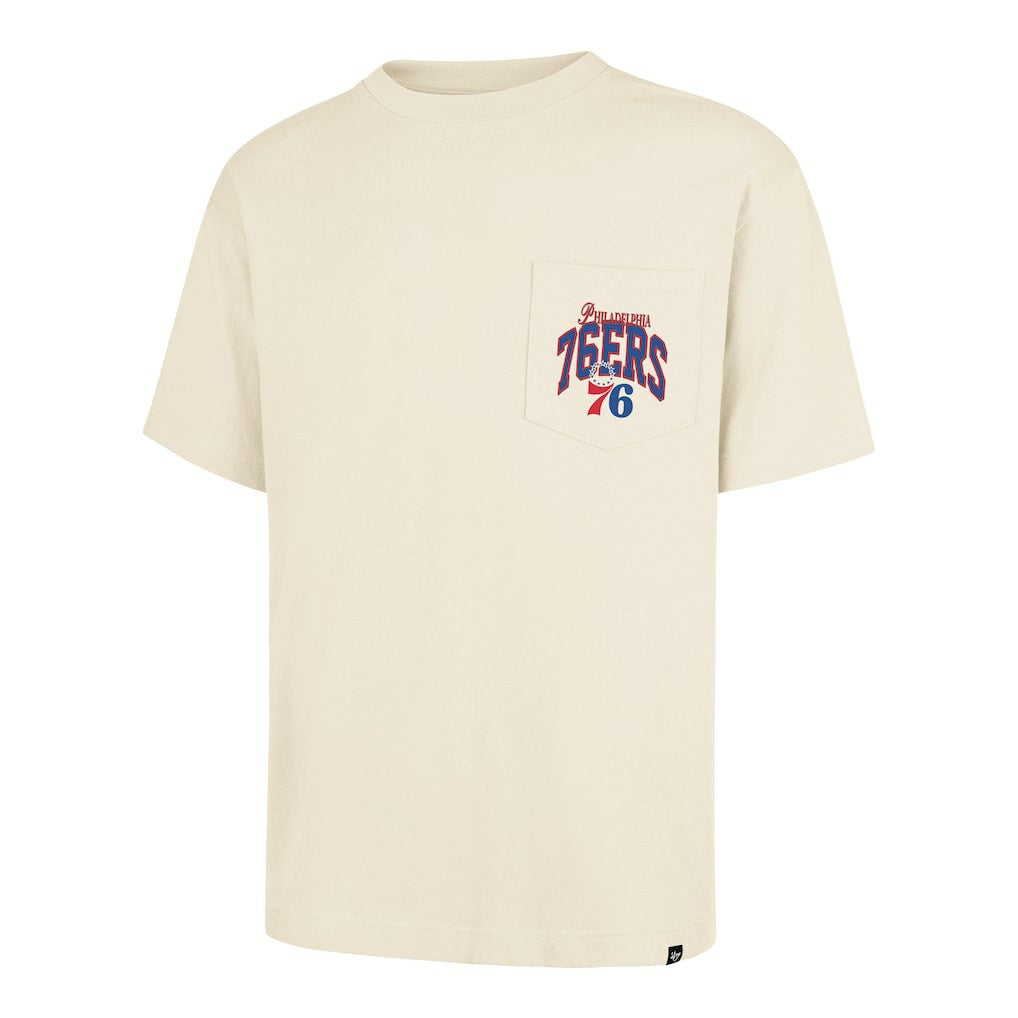 Cream Philadelphia 76ers '47 Unisex Crossover Collection Foundation Pocket T-Shirt | NBA