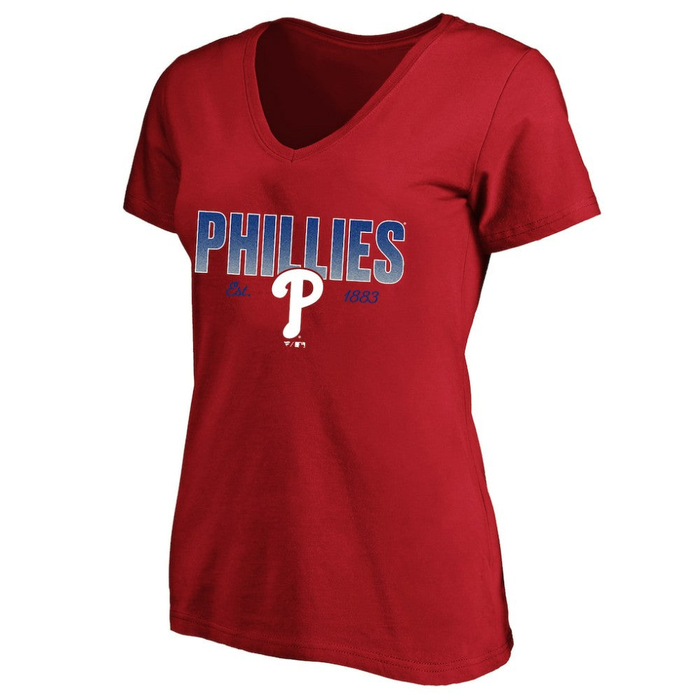 Philadelphia Phillies Profile Women's Plus Size Wordmark V-Neck T-Shirt - MLB T-shirts