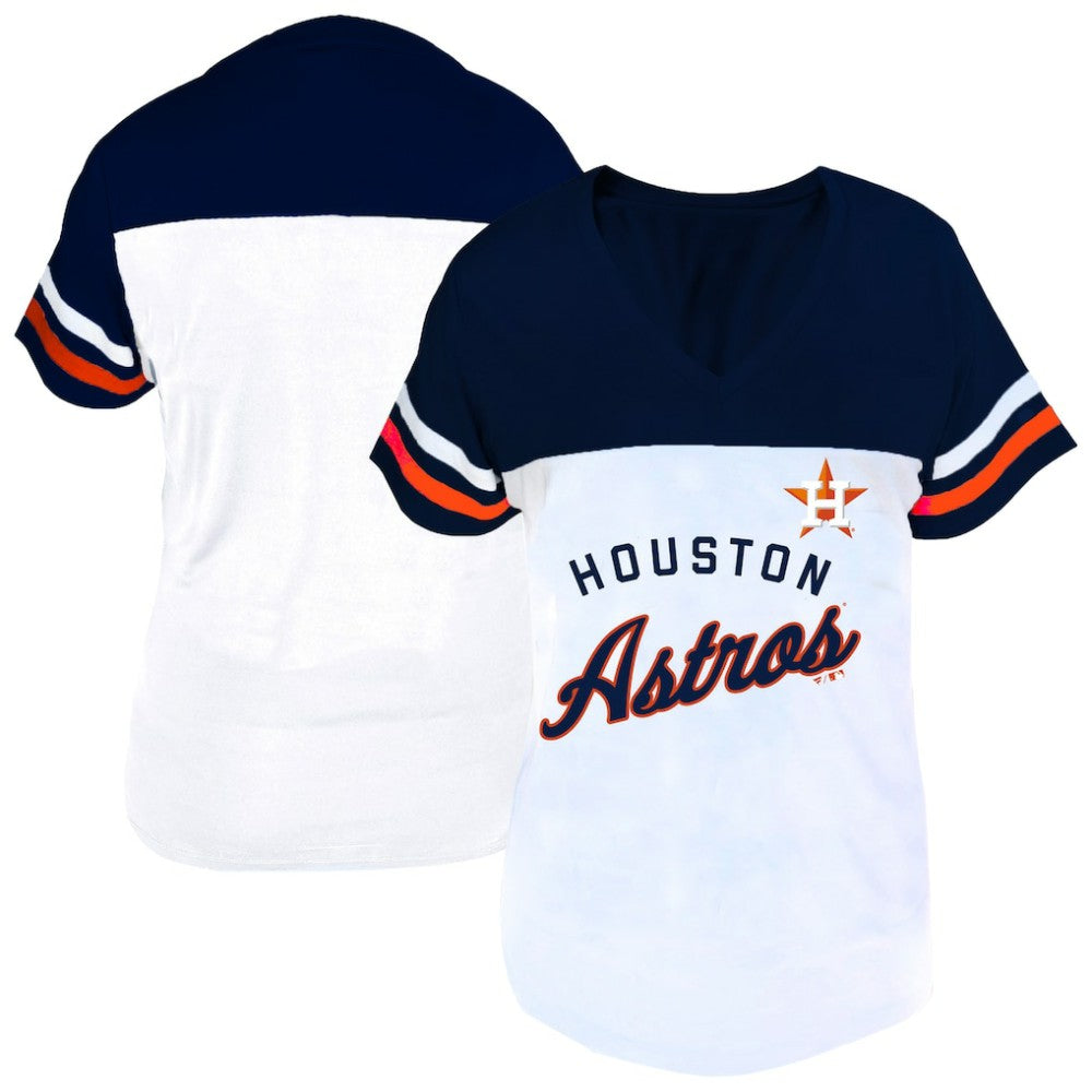 Houston Astros Profile Women's Plus Size Two-Stripe V-Neck T-Shirt - MLB T-shirts