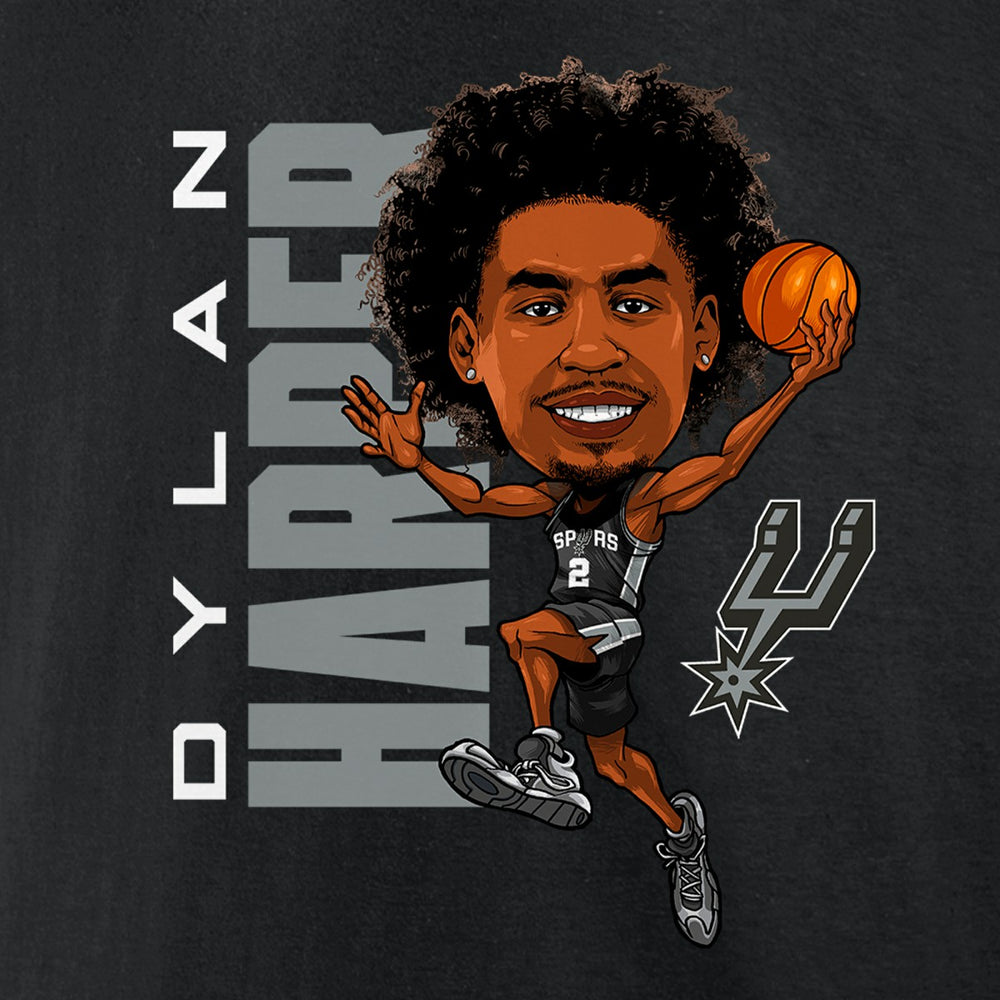 Black Dylan Harper San Antonio Spurs Caricature T-Shirt | NBA