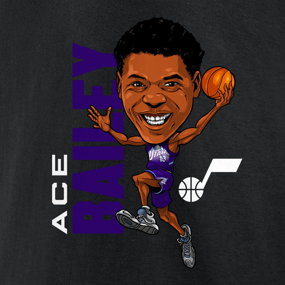 Black Ace Bailey Utah Jazz Caricature T-Shirt | NBA