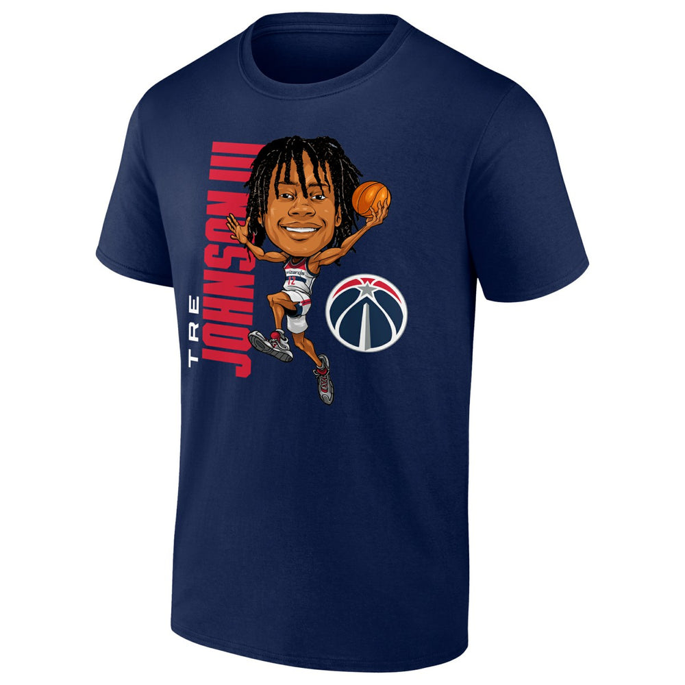 Navy Tre Johnson III Washington Wizards Caricature T-Shirt | NBA