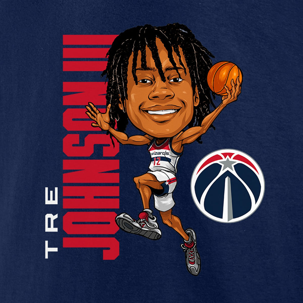 Navy Tre Johnson III Washington Wizards Caricature T-Shirt | NBA