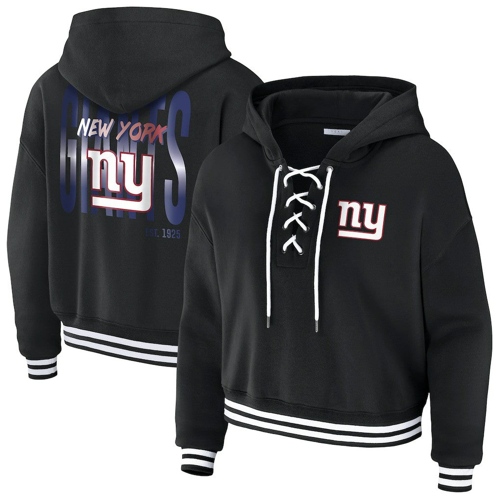 New York Giants WEAR by Erin Andrews Women's Lace-Up Fleece Hoodie | NFL Outlet