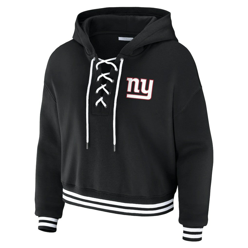 New York Giants WEAR by Erin Andrews Women's Lace-Up Fleece Hoodie | NFL Outlet