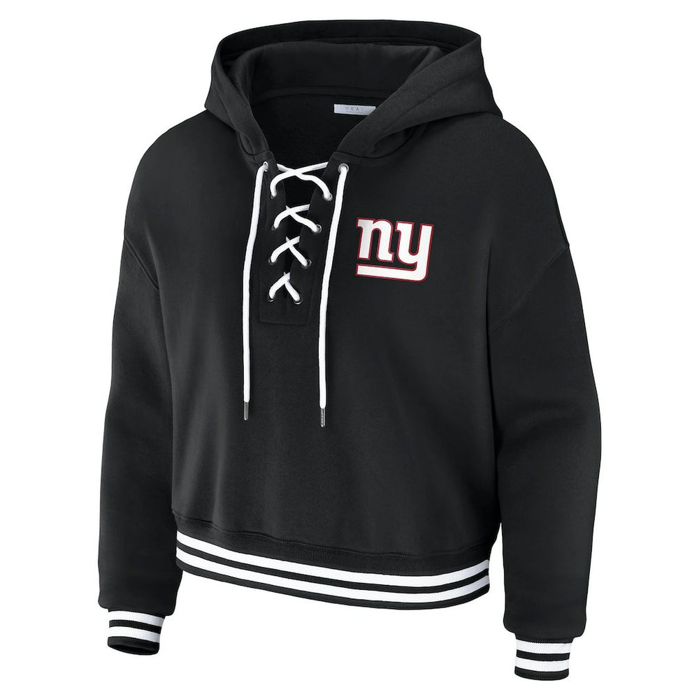 New York Giants WEAR by Erin Andrews Women's Lace-Up Fleece Hoodie | NFL Outlet
