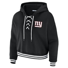 New York Giants WEAR by Erin Andrews Women's Lace-Up Fleece Hoodie | NFL Outlet
