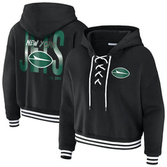New York Jets WEAR by Erin Andrews Women's Lace-Up Fleece Hoodie | NFL Hot