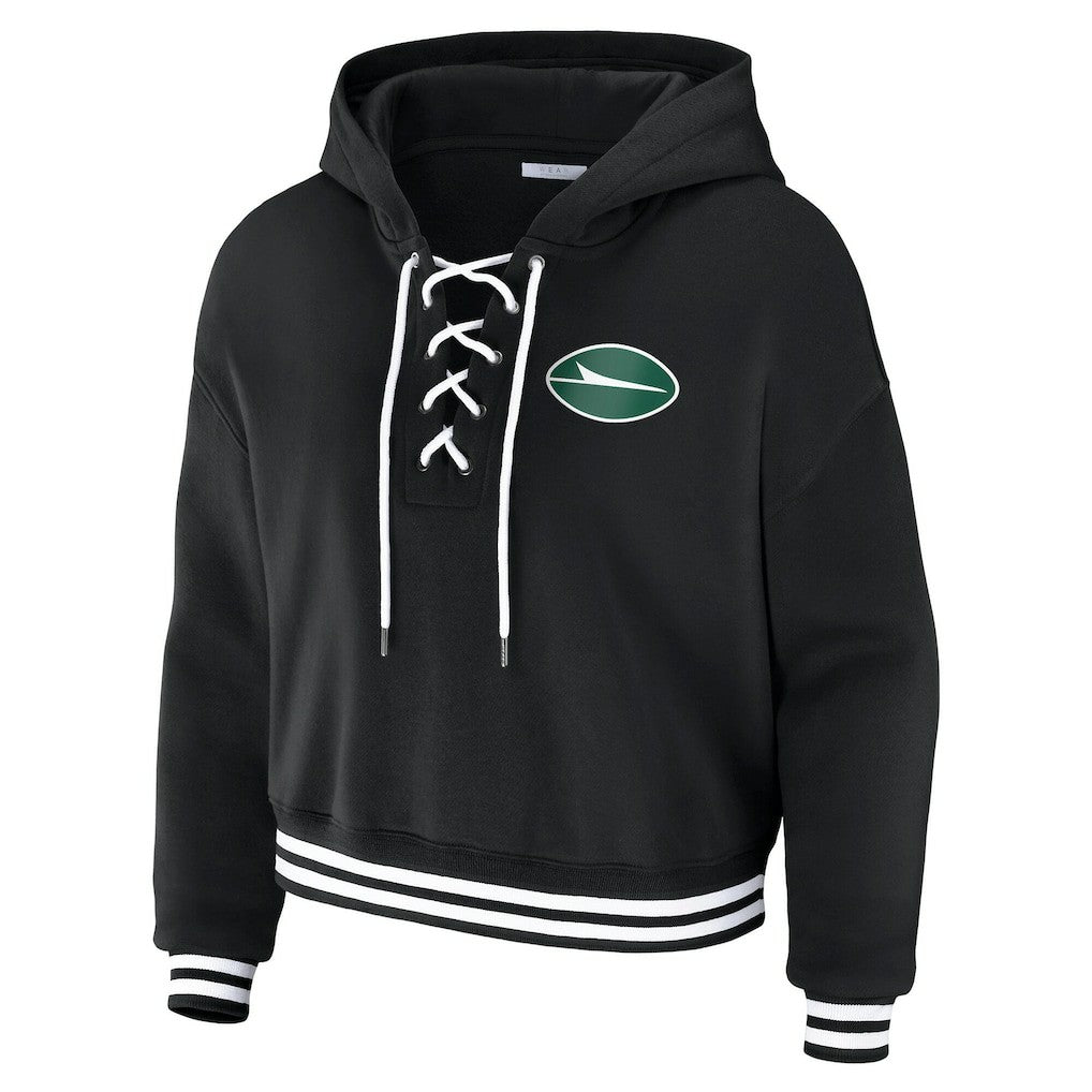 New York Jets WEAR by Erin Andrews Women's Lace-Up Fleece Hoodie | NFL Hot