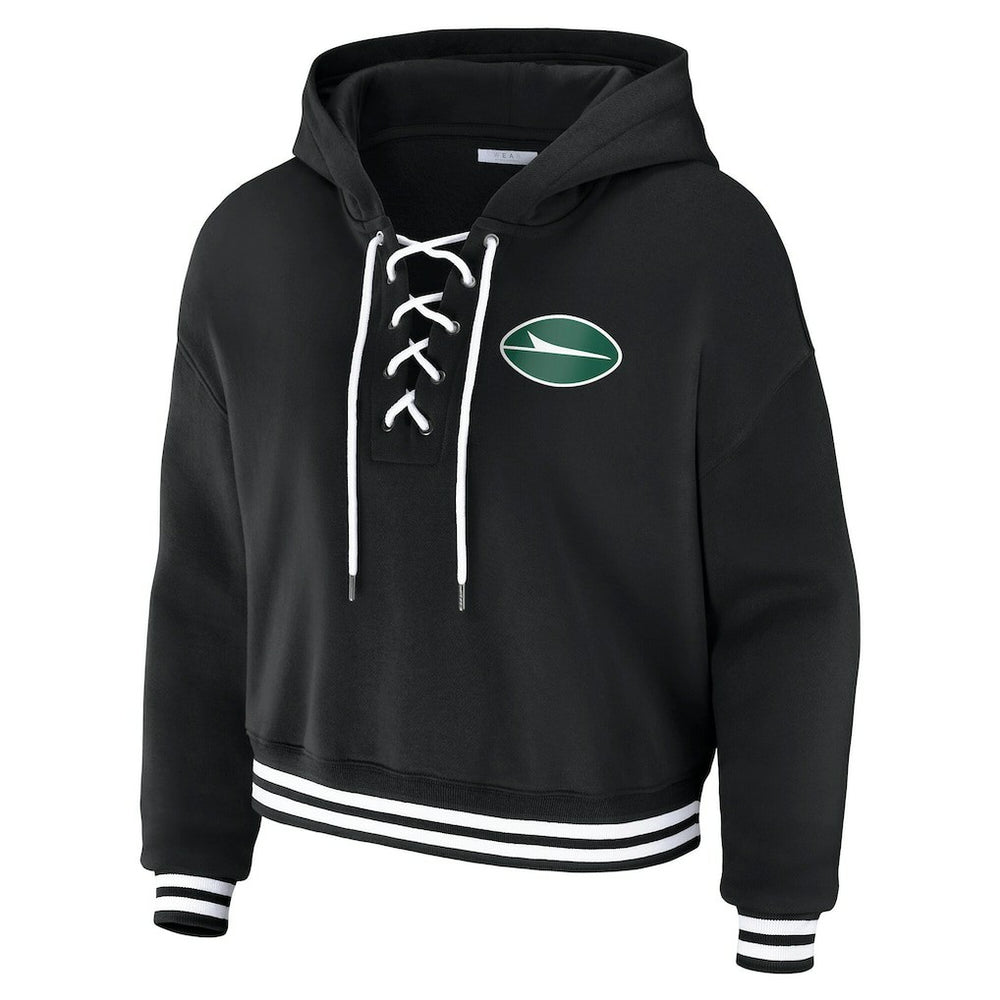 New York Jets WEAR by Erin Andrews Women's Lace-Up Fleece Hoodie | NFL Hot