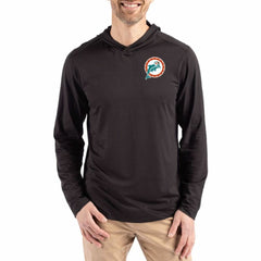 Miami Dolphins Cutter & Buck Coastline Epic Comfort Eco Recycled Long Sleeve Hoodie T-Shirt | NFL Hot