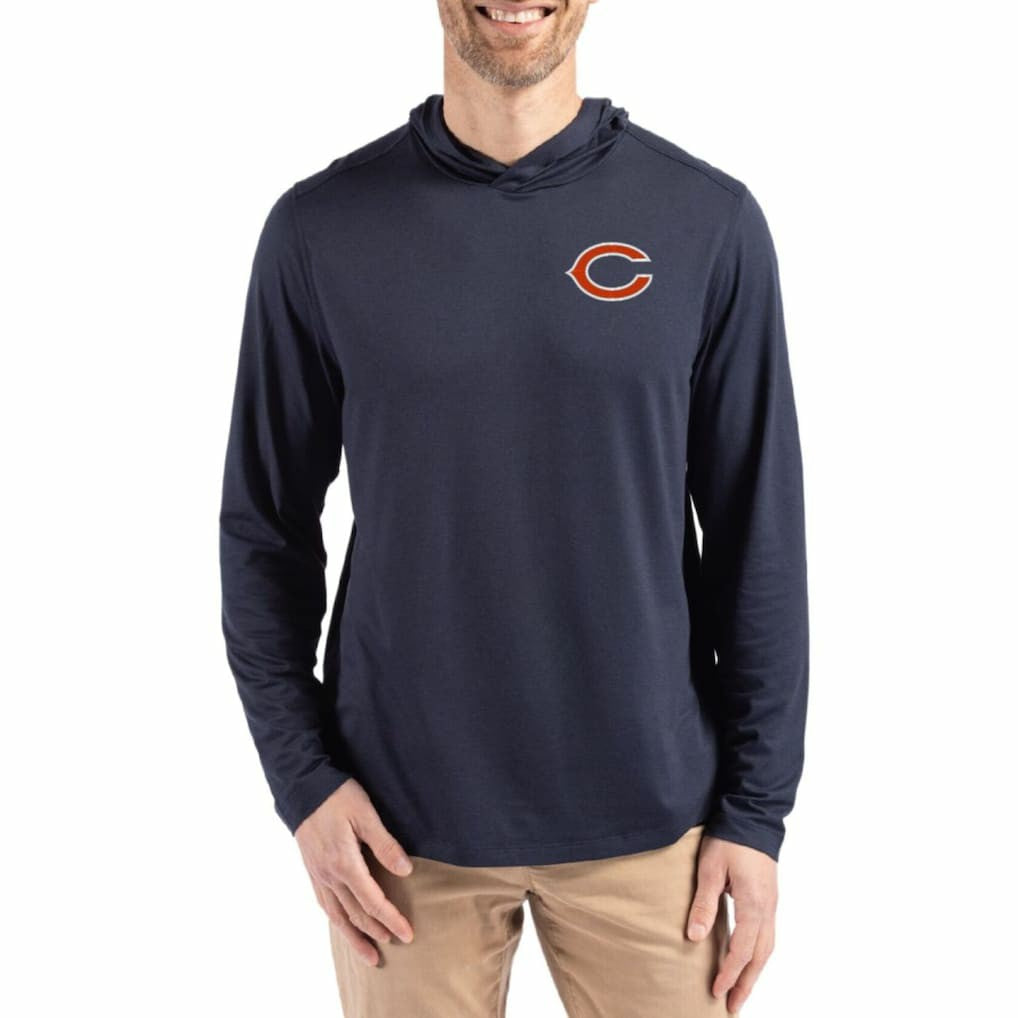 Chicago Bears Cutter & Buck Coastline Epic Comfort Eco Recycled Long Sleeve Hoodie T-Shirt | NFL Outlet